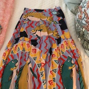 Eva Franco fish skirt tiered midi length size 4